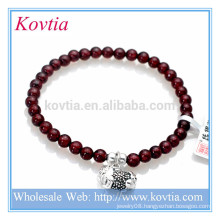 Wholesale fashion jewelry granet gemstone bead sterling silver pendant bracelet